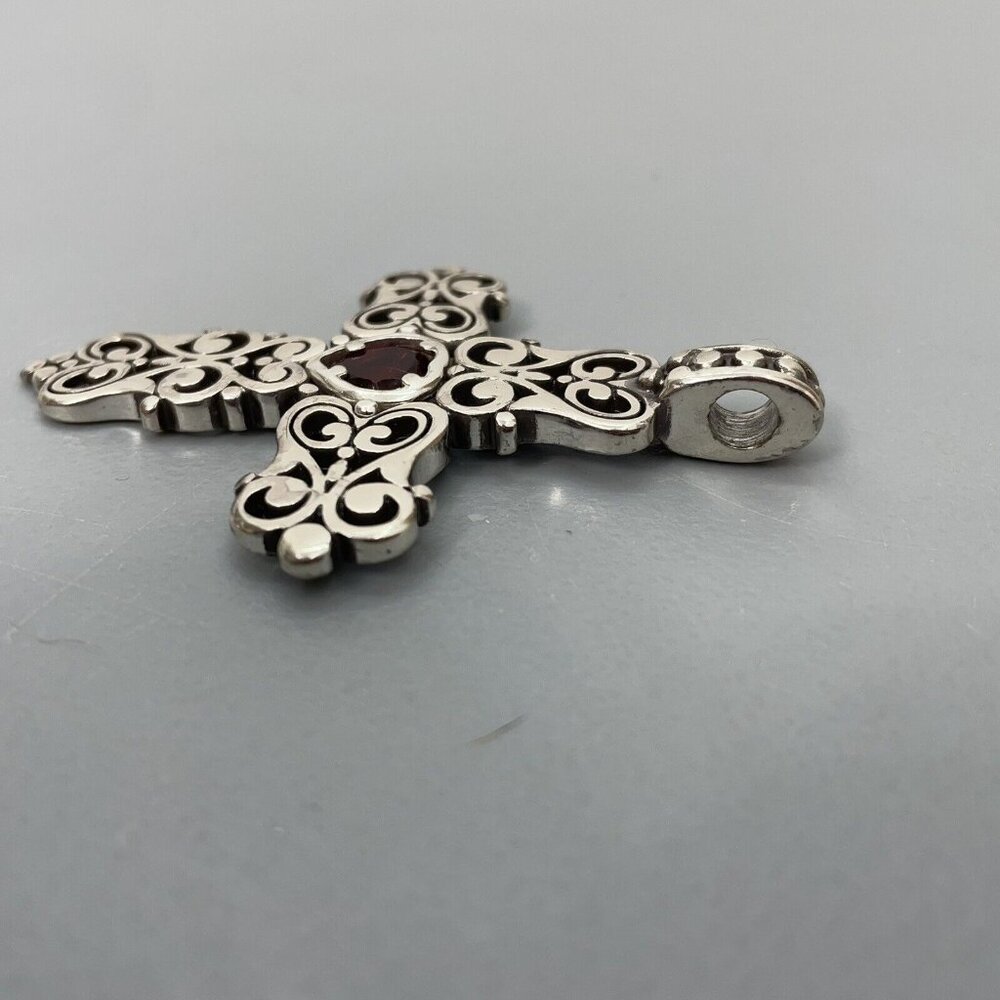 Brighton Endless Love Cross Pendant Red Heart Crystal Silver Tone - Picture 4 of 6